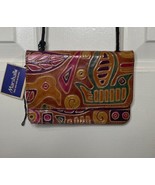 Vtg Leather Crossbody Safari Wallet Boho Colorful Birds Boho Hippie Indi... - £17.87 GBP