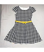 Gymboree Dress Girls 7 houndstooth black white yellow spring Easter preppy - £15.53 GBP
