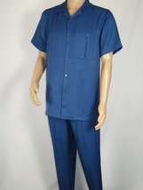Men 2pc Walking Leisure Suit Short Sleeves By DREAMS 256-41 Sailor Blue image 8