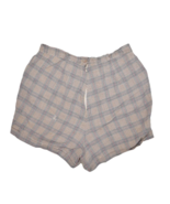 Vintage 50s Cotton Shorts Womens S 26 Mini Plaid High Waisted Woven 40s 60s - £30.32 GBP