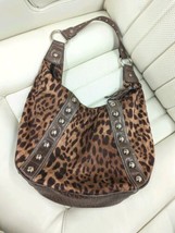 Genna De Rossi Hobo Hand Bag  Purse Animal Print Cheetah Faux Croc Stitc... - $29.58