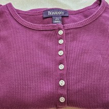 Romans Woman Henley Shirt  Waffle Knit Plum/Dark Berry Long Sleeve Large - $11.87