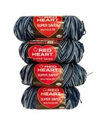 Red Heart Super Saver Multi Color Yarn 0984 Sh Dusk Blue 6 oz Lot of 4 S... - $17.72