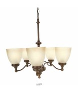 Hampton Bay Bristol 5-Light Nutmeg Bronze Chandelier Tea-Stained Glass S... - $79.06 CAD