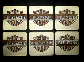 Beautiful Harley Davidson Maple Wood Coaster Set 6 Pieces - £17.79 GBP