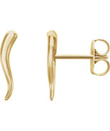 Italian Horn Post Earrings in 14K White, Yellow or Rose Gold  - $322.76 CAD