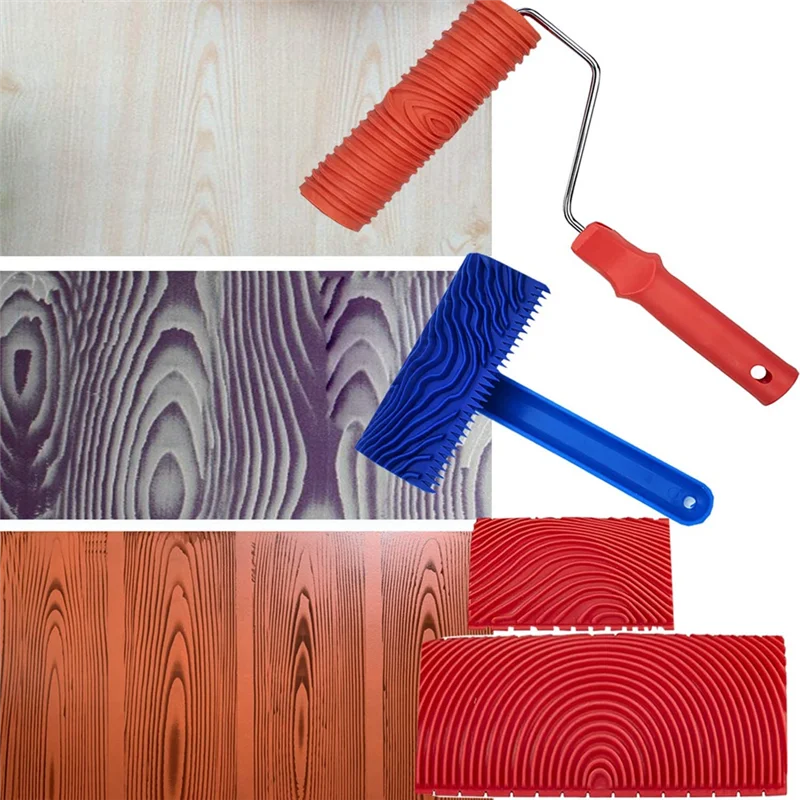  Grain Tools 4Pcs  Grain Roller Painting Tools Texture Pattern with Handles Text - £51.81 GBP