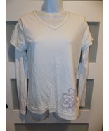 Danskin Now White Sheer Damask LS Layered Look Shirt S (4/6) Women&#39;s NWOT - $23.71 CAD
