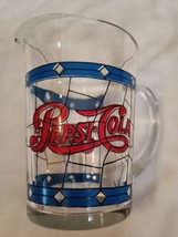 Vintage 1970s Pepsi Cola Glass Pitcher Stained Glass Design Blue And Red - £15.98 GBP