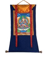 PADMASAMBHAVA/ GURU RINPOCHE ORIGINAL TIBETAN THANGKA PAINTING FRAMED WI... - $2,753.03 MXN