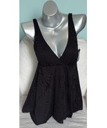 Swim Solutions One Piece Swimsuit Dress Size 10 Black Flyaway Swimdress NEW - $1,505.34 MXN