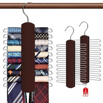 2 Pack Tie Rack For Closet, Premium Wooden Necktie Organizer Storage Tie... - £20.43 GBP