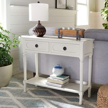 Allura 2-Drawer Bottom Shelf Console Table In Distressed White From Safa... - £101.64 GBP