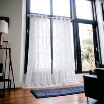 84” Charcoal Trellis Pattern Embroidered Window Curtain Panel - $3,073.78 MXN