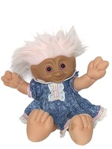 Vintage 1991 Treasure Trolls Tots Light Pink Hair Red Wishstone Stuffed Doll 15&quot; - £26.19 GBP