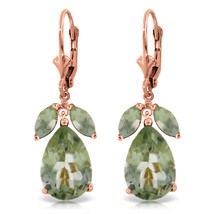 Galaxy Gold GG 14k Rose Gold Leverback Earrings with Natural Green Ameth... - £469.78 GBP+