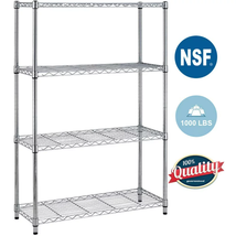 4 Shelf Wire Shelving,Height Adjustable Metal Shelving,For 1000 LBS Capacity,Chr - £53.42 GBP