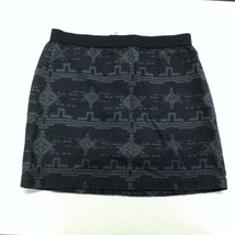 American Eagle Patterned Mini Skirt Women&#39;s Size 6 Black Cotton Back Zip - £7.89 GBP