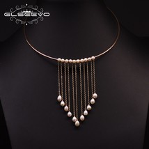 GLSEEVO Handmade Natural Fresh Water Pearl Tassel Choker Necklace For Women Wedd - £22.42 GBP