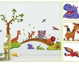 ROOHO Jungle Animals Tree Wall Stickers Lion Giraffe Elephant Walking on... - $14.84