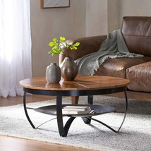 Handcrafted Boho Mango Wood and Iron Coffee Table - $451.99