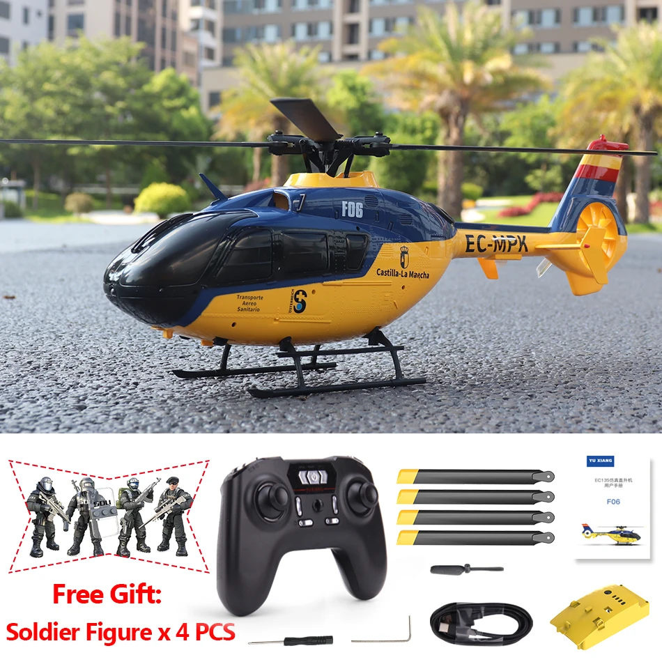 F06 EC135 Scaled RC Helicopter 6CH Professional Gyro Stabilized One Click - £120.47 GBP+