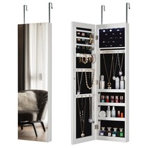 Full Mirror Fashion Simple Jewelry Storage Cabinet With Led Light - £77.80 GBP