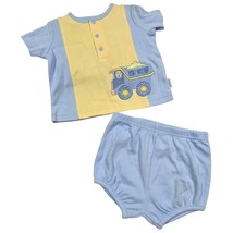 Little Me Vintage Y2K Baby Boy Clothes Set 3-6 m Blue Yellow Dump Truck ... - $27.78 CAD