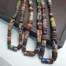 Venetian Millefiori Style beads with African Glass skunk eye beads Necklace - £46.52 GBP