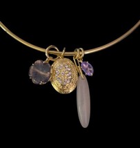 Anthropologie Gold Tone Charm Bracelet Semi Precious Stones Locket NWT $58 image 2