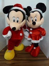 Vintage Mickey Minnie Christmas Mr / Mrs Santa Jumbo Large Plush  Doll  27 In - £85.09 GBP