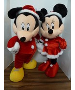 Vintage Mickey Minnie Christmas Mr / Mrs Santa Jumbo Large Plush  Doll  ... - £81.74 GBP