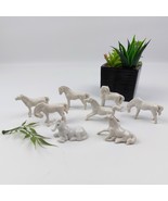 Vintage White Porcelain Miniature Horse Figurines - Set of 8 Collectible - $55.75