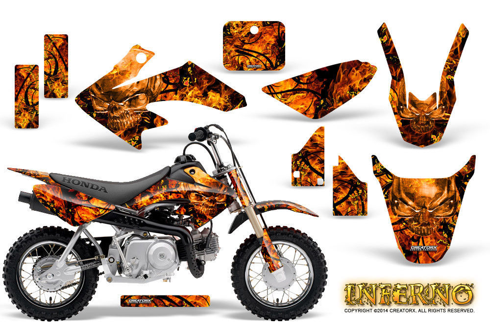 HONDA CRF 50 GRAPHICS KIT CREATORX DECALS STICKERS INFERNO ORANGE - $108.90