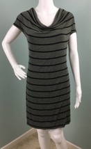 NWT Women&#39;s Splendid Green Black Stripes Cap Sleeve Drape Neck Dress Sz L Large - £27.68 GBP