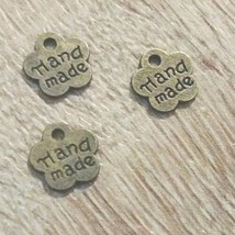 Word Charms Quote Tags Inspirational Findings Handmade Bronze Tiny Flower 6pcs - £3.36 GBP