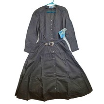1990&#39;s Blue Canyon Cowgirl Western Wear Full Length Black Dress W Belt - £39.43 GBP