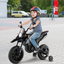 Aprilia Licensed Kids Ride On Motorcycle with 2 Training Wheels-Navy - C... - £148.81 GBP