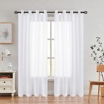 Linen Sheer Window Curtain Panel Pairs 54X108 Inch, 2 Panels, Snow White, 108 - £35.93 GBP