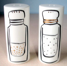 Kate Spade Daisy Place Salt &amp; Pepper Shaker Set White w Gold Accents New - £36.26 GBP