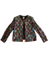 Leslie Fay Evenings Sequined Beaded Silk Geometric Block Open Jacket Vtg... - $883.75 MXN