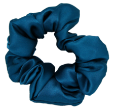 100% Mulberry Silk Scrunchie Peacock Blue Floral Ponytail Holder for Wom... - £7.59 GBP