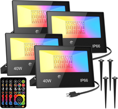 HYDONG RGB LED Flood Light Outdoor 400W Equivalent Color Change &amp; Daylig... - £59.38 GBP