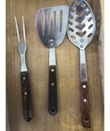 Bundle Of 3 Serve ware Stainless Steel Wooden Handles - $59.40