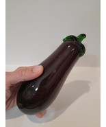 Vintage Glass Eggplant Vegetable Purple Hand Blown Art Decor Murano Styl... - $18.00