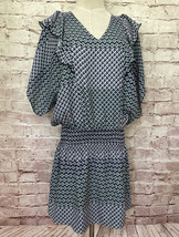 PARKER Womens Luisa Smocked Waist Flutter Sleeve Mini Dress Geometric Size Small - £39.26 GBP