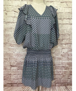 PARKER Womens Luisa Smocked Waist Flutter Sleeve Mini Dress Geometric Si... - £39.26 GBP