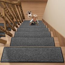 Elegant Non-Slip Stair Treads - 4 pcs Dark Gray 30" x 8" for Safety &amp; Co... - $45.49