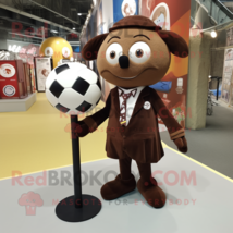 Brown Soccer Ball mascot costume character dressed with a Coat and Ties - £916.05 GBP