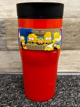 The Simpsons ZAK Designs 3D Grip 16 oz Travel Coffee Mug 2002 Orange Pla... - $19.34